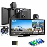Carpuride W125S Carplay Bildschirm mit 3 Kanal Dash Cam, 4K Front & 1080P Rückkamera, 1080P Infrarot Kabinenkamera, Kabellosem Carplay & Android Auto, 11,26' HD Touchscreen, Loop Aufnahme, Bluetooth.
