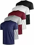 JOVITA T-Shirts für Herren 5er Pack Kurzarm Rundhals Atmungsaktiv Polyester Männer Einfarbige Basic Sport Fitness Gym Outdoor Tennis (Multipack 1, M)