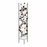 Relaxdays Rankgitter Metall, halbrund, zum Stecken, Rankhilfe für Kletterpflanzen, Spalier Garten, 180 cm hoch, schwarz