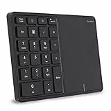 Yunseity Kabelloser 2,4-G-Ziffernblock mit Touchpad, Tragbarer Bluetooth-Nummernblock mit 22 Tasten, Wiederaufladbare USB-C-Nummerntastatur für die Finanzbuchhaltung(Schwarz)