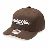 Mitchell & Ness Classic Red Pinscript Snapback, Brown/White