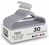 Utopia Home -Premium-Antirutsch-Kleiderbügel aus Samt - rutschfeste und strapazierfähige Kleiderbügel aus Samt mit Krawattenhalter - Stark genug, Jacken und Pullover zu halten (Grau, 30er-Pack)