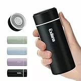 【Upgrade-Version】Exllena Mini Thermosflasche 250ml mit Edelstahl-Deckel, Trinkflasche Klein Doppelwandige Vakuum–Ultra-Kompakt, 100% Auslaufsicher, 8-12 Stunden Temperaturhalt (Onyx-Schwarz)