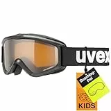 uvex speedy pro - Skibrille für Kinder - konstrastverstärkend - vergrößertes, beschlagfreies Sichtfeld - schwarz - one size
