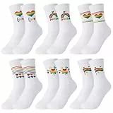 Utensilsto 6 Paar Regenbogen Socken,Rainbow Tennissocken 39-42 LGBTQ Party Socken Bunte Unisex Crew Tennissocken
