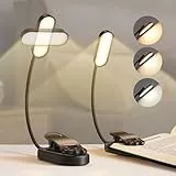 Bonsery Leselampe Buch Klemme 2 Stück, USB C Wiederaufladbare Buchlampe 16 LED mit Stufenlose Dimmung & 3 Modi (Warm/Kühl/Natürlich), 360° Flexibel Leselampe Buch für Nachtlesen ins Bett, Schwarz