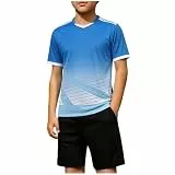 XINYUNZU Trainingsanzug Jungen Jogginganzug Sportanzug Kurz T-Shirt und Shorts Set Sportkleidung Sport Tshirt + Kurze Hose Sommer Activewear für Kinder und Teenager Hellblau 5-6 Jahre
