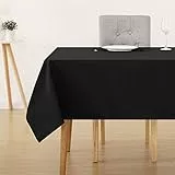 Deconovo Tischdecke Abwaschbar Gartentischdecke Wetterfest Outdoor Tischdecken Lotuseffekt Wasserabweisend Tischwäche Esszimmer Tischtuch Garten Tischdecken für draußen, 130x130 cm, Schwarz, 1 Stück