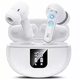 Bluetooth Kopfhörer Bluetooth 5.4, ANC/ENC Geräuschunterdrückung Kopfhörer Wireless In Ear, 50 Stunden Wiedergabe In Ear Kopfhörer mit HiFi-Stereo, Transparenz-Modus, IP7 Wasserdicht Weiß