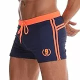 Arcweg Badehose Herren Eng Kurz Badeshorts mit Tunnelzug Schwimmhose Wassersport Kurze Hose UV Schutz Jungen Schwimmwear Schulschwimmen Orange XXL（EU