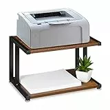 Relaxdays Druckerständer, Schreibtischaufsatz für Drucker, HBT: 28 x 44 x 28 cm, Industrial Design, Dunkelbraun/schwarz