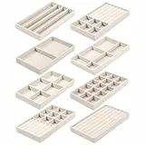 dusaniyali 8 Stück Schmucktablett,Schmuck Organizer Schublade,Schmuckaufbewahrung Schublade Jewelry Organizer Pax Organizer für Aufbewahrung und Präsentation(Beige)