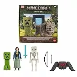 Mattel Minecraft Geschichtenset mit 4 Actionfiguren und 3 Zubehörteilen, Begegnungen in der Oberwelt-Set, inspiriert von EIN Minecraft Film, Spielzeug zum Sammeln, JFR70