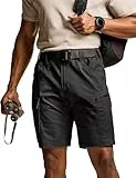 CQR Flex-Cargo-Shorts für Herren, leicht, wasserabweisend, Golf-Shorts, Stretch, taktische Arbeitsshorts mit mehreren Taschen, Sentinel Black, 42W x 12L