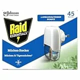 Raid Essentials Mückenstecker 45 Nächte, Elektrischer Insekten-Schutz vor Mücken & Tigermücken, mit pflanzlichen Wirkstoffen, geruchsneutral, 1er Pack (1 x 32 ml)