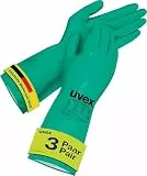 Uvex profastrong NF34, 3 Paar - Chemikalienschutzhandschuh gegen Öle, Fette, Säuren & Lösungsmittel - abriebfest, resistent & feinfühlig - grün - Größe 09/L