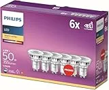 PHILIPS LED Classic GU10 Lampen 6-er Pack (50 W), Reflektor LED Spots mit warmweißem Licht, energiesparende Lampen mit langer Nutzlebensdauer, Warmweiß