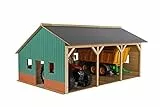 Kids Globe Schuppen Holz, Spielzeug Geräteschuppen Lagerhalle, Maßstab 1:16, Holzbauernhof, Holzstall, Bauernhof Spielzeug 610340