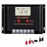 ECO-WORTHY 12V/24V 60A Solarladeregler mit LCD-Bildschirmanzeige für SALE/GELLI/FLD-Batterien, Intelligenter Modul-Multi-Ladeschutz max. 2000 W für Wohnmobil/Haus/Bauernhof