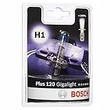 Bosch H1 Plus 120 Gigalight Halogen-Glühlampe für Auto-Scheinwerfer, 12 V 55 W, 120% mehr Licht - Lampensockel Typ P14,5s - 1 Ersatz-Scheinwerferlampe