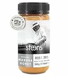 Steens Manuka Honey MGO 830+ - 500 g rein roher 100% zertifizierter UMF 20+ - über Manuka Honig 800 MGO - abgefüllt und versiegelt in Neuseeland 500 g