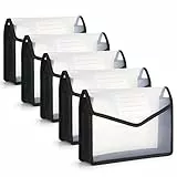 FYY Dokumententasche A4, 5 Stück Dokumentenmappe A4 Dokumente Aufbewahrung mit Druckknopf und Tasche, Wasserdicht Kunststoff Geldtasche Mappen für Reise Büro Schule, 5 Schwarz