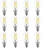 LVWIT 4W E14 Filament LED Lampe Glühfaden P45 Tropfenform, 2700K Warmweiß, Ersatz für 40W Glühlampe, ultrahell 470 lm, Rustikalampe Filamentstil klar (12er Pack)