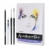 int!rend Aquarellpapier A4 300 g/m² - 30 Seiten - Aquarellblock A4 Malpapier mit Wassertankpinsel & Bleistift - Aquarell Papier für Aquarellfarben - Malblock Watercolor Paper