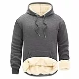UMIPUBO Pullover Herren Hoodie Sweatshirt mit Kapuze Winter Warm Fleecepullover Thermo Kapuzenpullover Männer Baumwolle Fleecejacke Winterpullover(Dunkelgrau,XL)