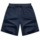 CMTOP Herren Shorts Sommer Leinen Kurz Hosen Leichte Luftige Sommershorts Elastische Taille mit Gummizug Sommer Strand Lockere Freizeithose Kurz mit Tasche