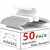 WJWSKI Kleiderbügel Kinder，50 Stück 29-37CM Mitwachsende Kinderkleiderbügel Stapelbare Baby Kleiderbügel mit Hosenständer Platzsparend Kinderbügel rutschfeste Kunststoff Baby Bügel(Grau)