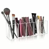 WINKIO Pinselhalter mit 5 Fächern, Acryl Pinselhalter, Klarer schmink organizer, großer Kapazität, unterteilter Aufbewahrung, Multifunktionaler Kosmetik Organizer für Pinsel, Eyeliners, Lippenstift