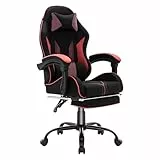 NSMAZXO Gaming Stuhl mit Fußstütze Ergonomisch mit Kopfstütze&Lendenkissen-Bürostuhl mit Premium-Technikstoff&130kg Tragfähig für Esports/Homeoffice/Zocken (Erwachsene/Jugendliche/Kinder)