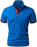 GNRSPTY Poloshirt Herren Kurzarm Polohemd Giraffe Stickerei Einfarbig T-Shirt S-XXL,Blau 2,XL