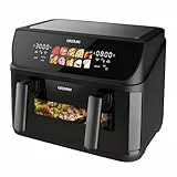 Cecotec Cecofry&Grill Duoheat 10000 Luftfritteuse, 10 l, 4 Widerstände, Air Fryer, Cecofry&Grill Duoheat 10000. 2800 W, perfektes Gold und Grillgeschmack bei Fleisch, mobile Trennwand, Dual-Temperatur