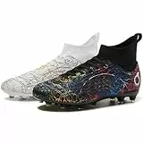 PiDaGlobal Fußballschuhe Herren Professionelle Kinder High Top Kunstrasen Fussballschuhe Stollenschuhe Kickschuhe Jugendliche Athletics Trainingsschuhe Outdoor Sportschuhe 39EU Schwarz 1 Weiß 1
