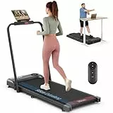 THERUN Laufband für Zuhause Klappbar, Walking Pad Leise mit Handlauf&LED-Anzeige, Treadmill bis 10 km/h,Doppelte Stoßdämpfung Laufband Schreibtisch für Zuhause&Büro, Keine Montage Erforderlich