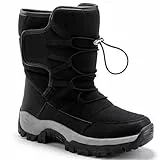 ricema Winterschuhe Herren Damen Winterstiefel Warm Gefüttert Schneestiefel Leicht Wanderschuhe Trekkingschuhe Rutschfest Stiefel,Schwarz 38 EU