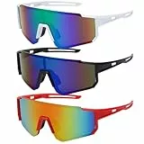 JSTHHTT 3 Stück Sport Sonnenbrille, Polarisierte Fahrradbrille Winddicht, Schnelle Brille Rave, Radfahrer Brille für Herren Damen UV400 Schutz für Outdooraktivitäten