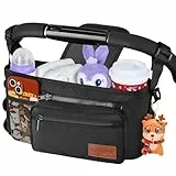 Guiseapue Universal Kinderwagenorganizer: Getränkehalter/Becherhalter für Kinderwagen Buggy Organizer Zubehör, Großer Kapazität Kinderwagentasche, Baby Erstausstattung Neugeborene