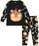 TCWWBB Kinder Halloween Schlafanzug Langarm Zweiteilig Pyjama Set Kürbis Skelett Polyesterfasern Winter Schlafanzüge Nachtwäsche Größe 2-8 Jahre 98 104 110 116 122 128