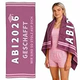Scinzene Abitur 2026 Geschenke Mädchen, ABI 2026 Handtuch Violett mit Doktorhut, Mikrofaser Strandtuch Badetuch 80x160cm, Geschenk zum Abitur für Mädchen