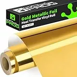 VINYL FROG HTV Vinyl-Rolle, Metallic-Folie, 30,5 x 155 cm, goldfarben, verchromt, zum Aufbügeln, Vinyl, einfach zu schneiden und zu Unkraut DIY Heat Press Design für T-Shirts