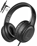 awatrue Kinder Kopfhörer, Kabel Kinderkopfhörer mit Mikrofon, Over Ear Kopfhörer Kinder für Schule/Reisen/PC/Tablet, 85/94dB Lautstärkenbegrenzer, Stereo Sound, Faltbare, Audio-Sharing (Schwarz)