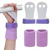 Abeillo Turnen Griffpads mit Armbändern für Kinder, Griffpads Kinder, Cross Training, Gymnastik, Hand Grips Leder Trainingshandschuhe und Handgelenk Bandagen Fitness Set für Mädchen Jungen (Lila, XS)