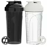 PZMLOASN 2 Stück Protein Shaker bottle 700ml - Auslaufsicherer Schraubdeckel - BPA-frei, aus babyflaschentauglichem Material, für Damen und Herren (Schwarz+Weiß)