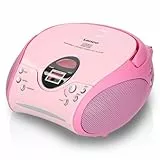 Lenco SCD-24 CD Player, Radio-CD Player , auch für Kinder, Tragbar, CD Spieler - Stereo - LCD - Display - Kopfhöreranschluss - Batterie u. Netzbetrieb - rosa