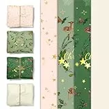 NICROHOME EUR Geschenkpapier Weihnachten, 24 Blätter Rosa Dunkelgrün Vintage Schneeflocke Weihnachten Seidenpapier, Weihnachtspapier Geschenkpapier für Weihnachten Geschenk-Taschen（20 x 15Inch）