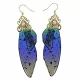 Holibanna Schmetterlingsflügel Ohrringe Lange Märchen Schmetterling Braut Ohrringe Phantasie Frauen Accessoires (Goldfolie Blau)