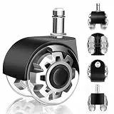 WECUTE Bürostuhl Rollen 5er Set, Rollen für Bürostühle, 360 Grad Drehung ohne Kratzer, Schreibtischstuhl Rollen für Teppich, Parkettböden, Hartböden und Fliesen (10X22MM)